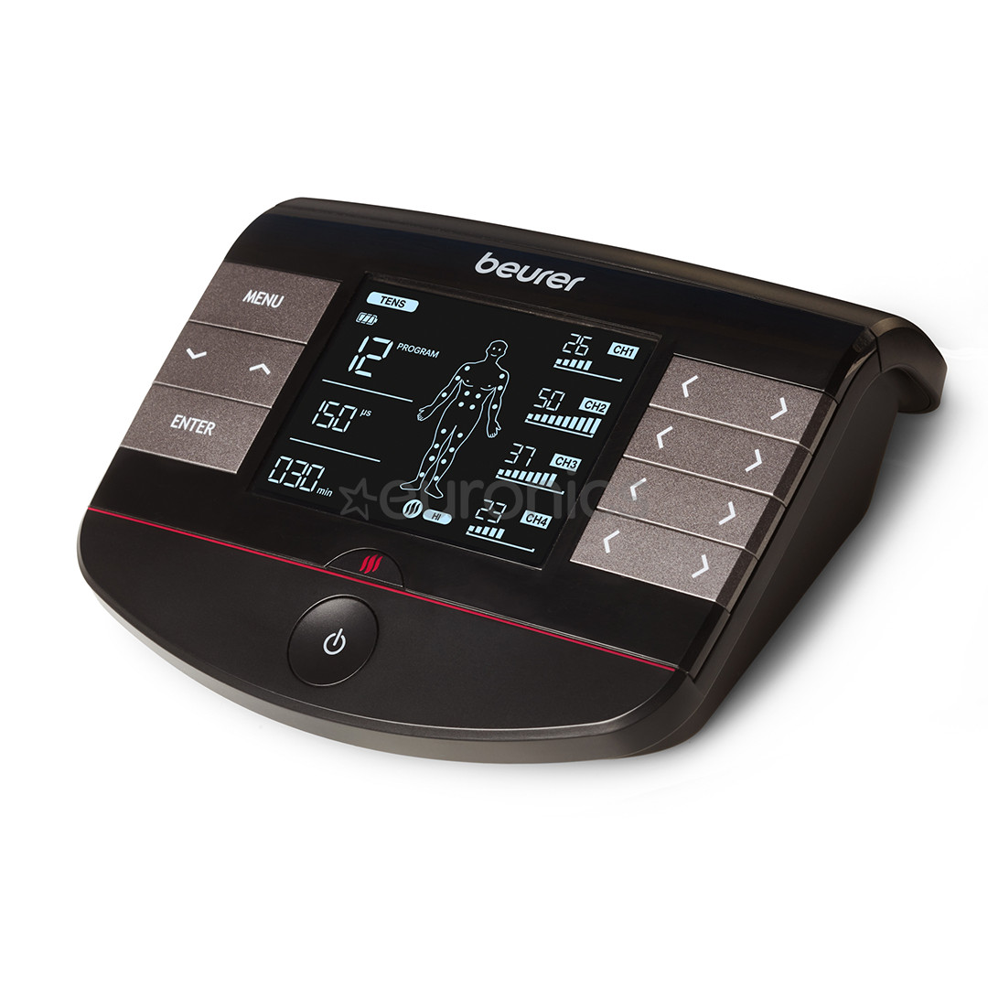 Beurer 4-in-1, heat function, black - Digital TENS/EMS device