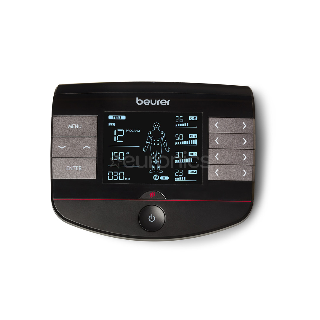 Beurer 4-in-1, heat function, black - Digital TENS/EMS device