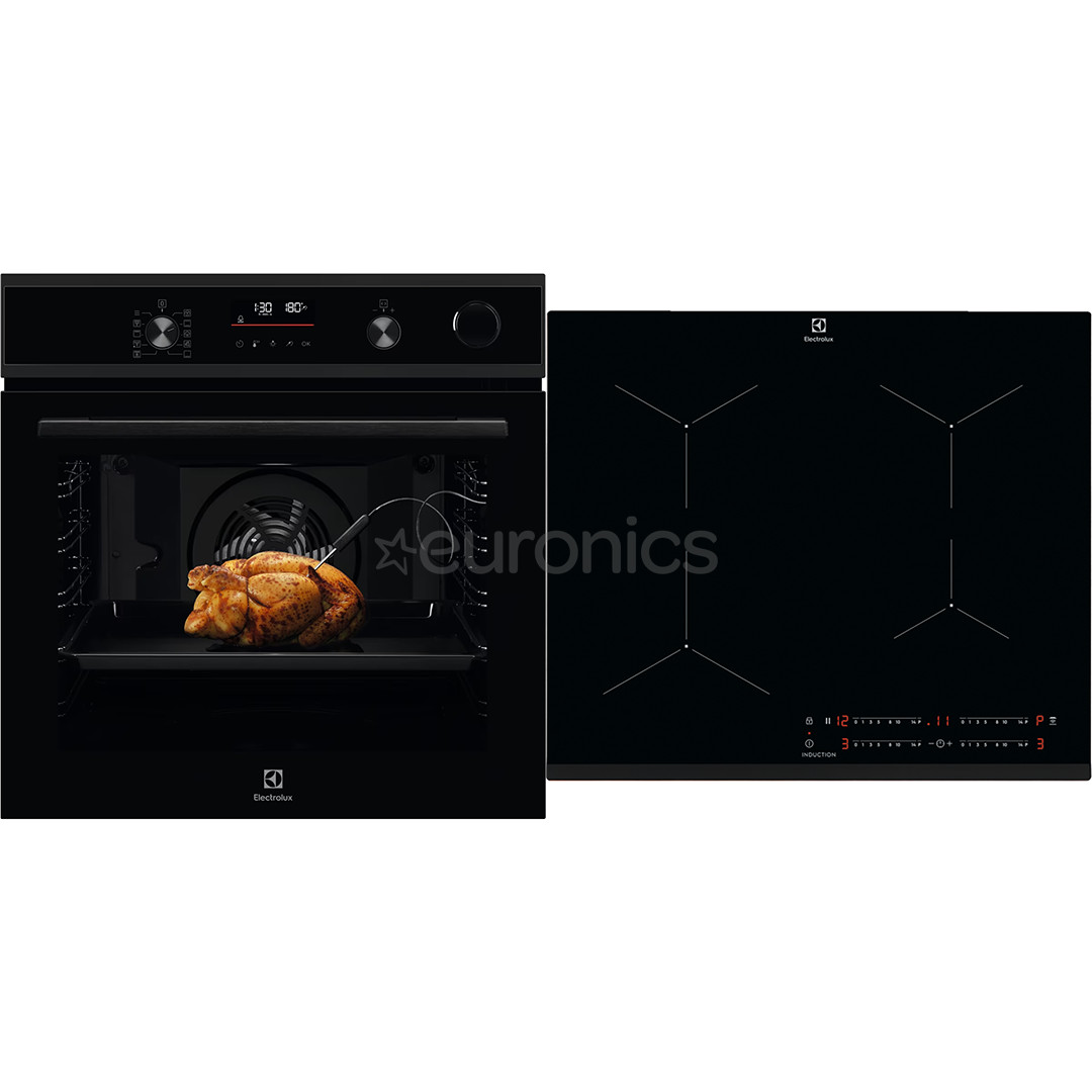 Electrolux SteamCrisp 700, 72 L, black - Built-in oven + induction hob