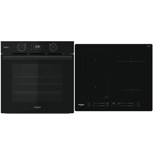 Whirlpool, 71 L, black - Built-in oven + induction hob OMSR58RU1SB+WLS7960N