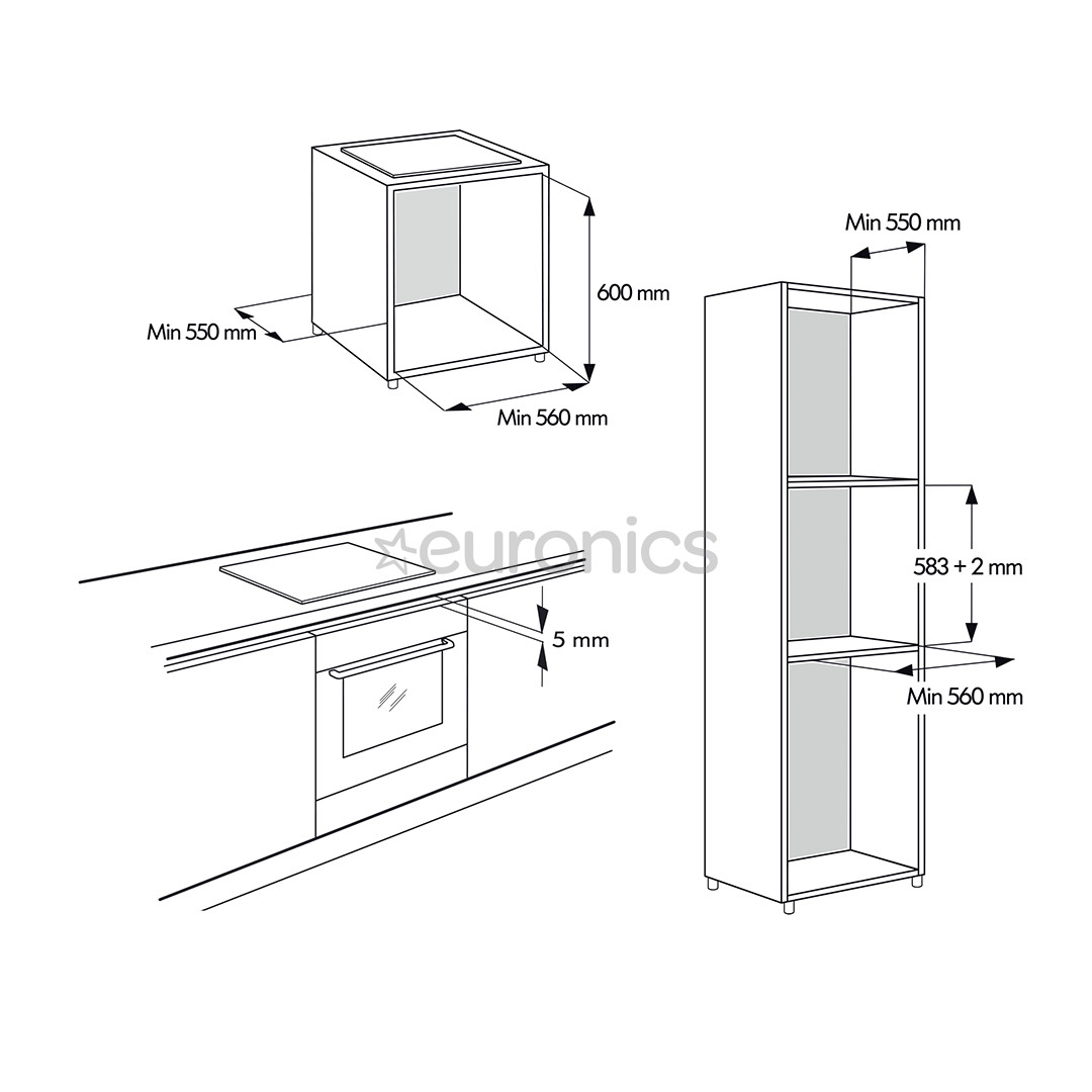 Whirlpool, 73 L, white - Built-in oven + induction hob