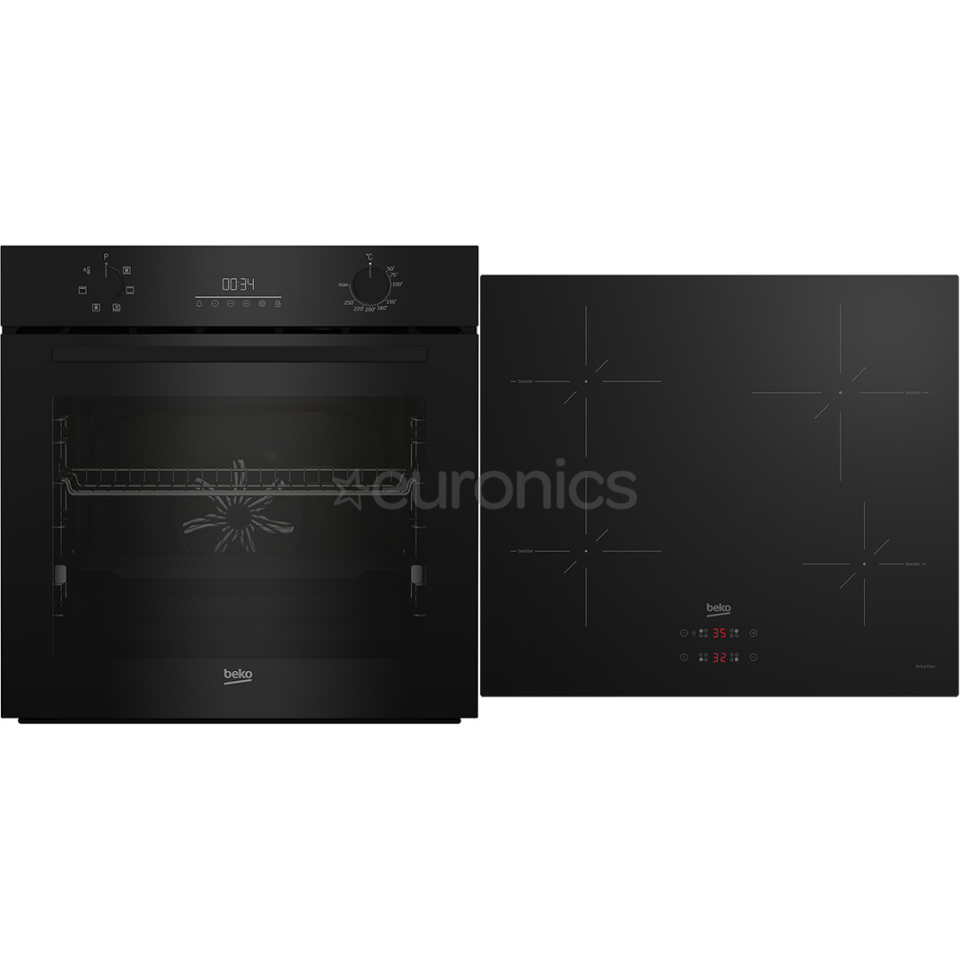 Beko, 72 L, black - Built-in oven + induction hob