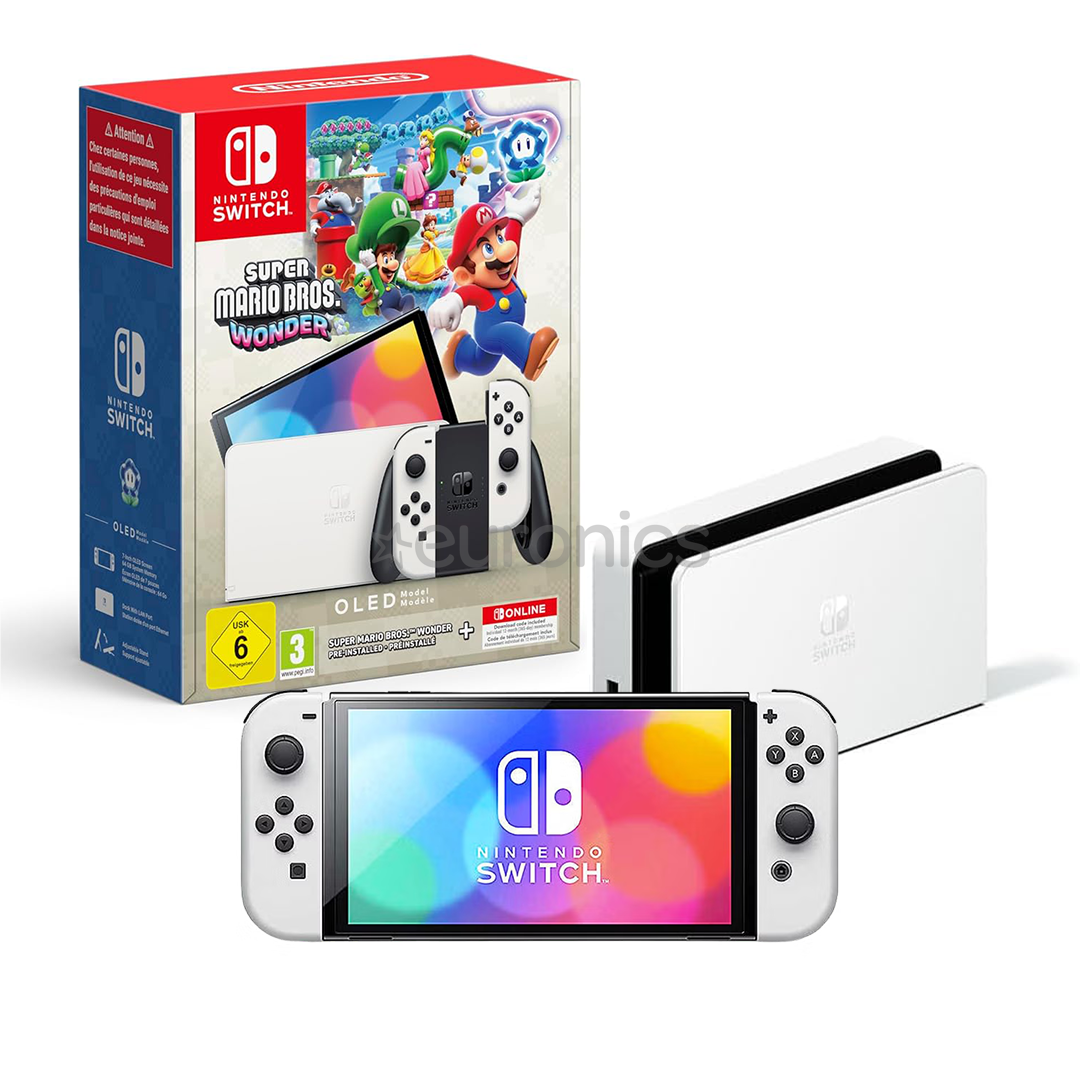 Nintendo Switch OLED + Super Mario Bros. Wonder + NSO 12M, белый - Комплект с консолью