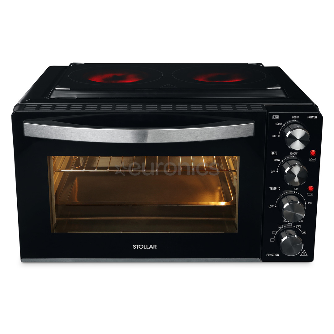 Stollar, 40 L, 3100 W, black - Mini oven with two hotplates