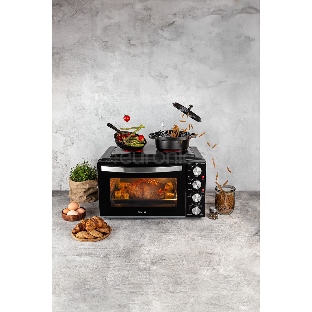 Stollar, 40 L, 3100 W, black - Mini oven with two hotplates