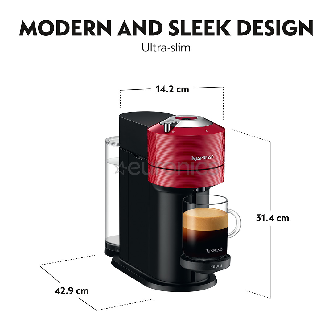 Krups Nespresso Vertuo Next, red - Capsule coffee machine