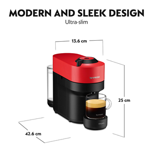 Krups Nespresso Vertuo Pop, red - Capsule coffee machine