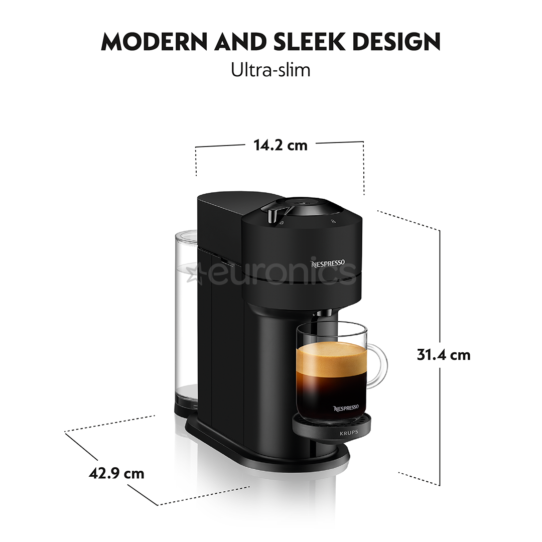 Krups Nespresso Vertuo Next, matt black - Capsule coffee machine
