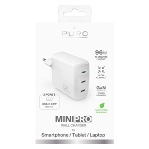 Puro MiniPro Gan Wall Charger, 96 Вт, белый - Зарядное устройство