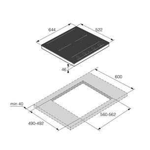 Asko, laius 64,4 cm, must - Integreeritav induktsioonpliidiplaat