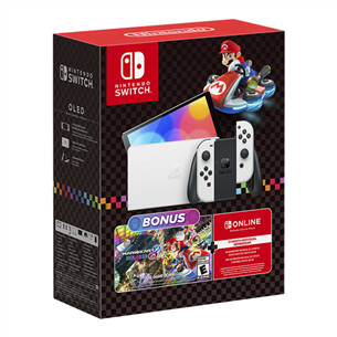 Nintendo Switch OLED + Mario Kart 8 Deluxe + NSO 12M, valge - Konsooli komplekt
