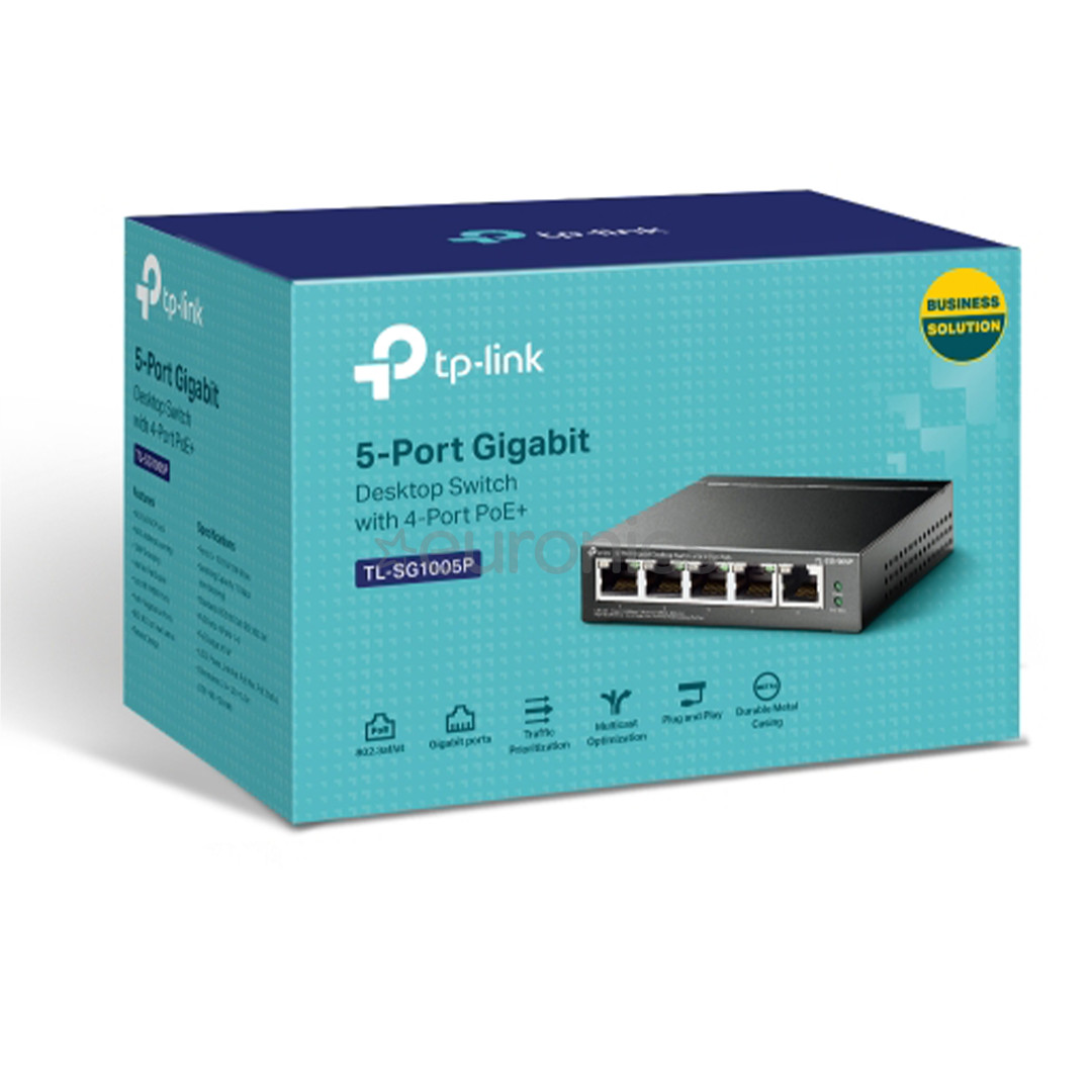 TP-Link SG1005P V2, gigabit, gray - Switch
