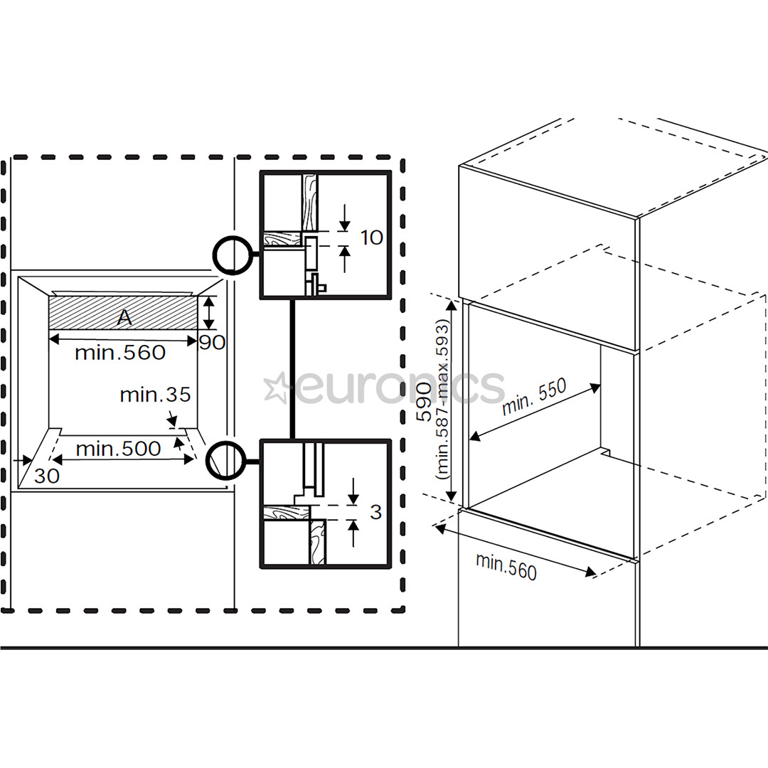 Beko, 72 л, пиролитическая очистка, черный - Интегрируемый духовой шкаф