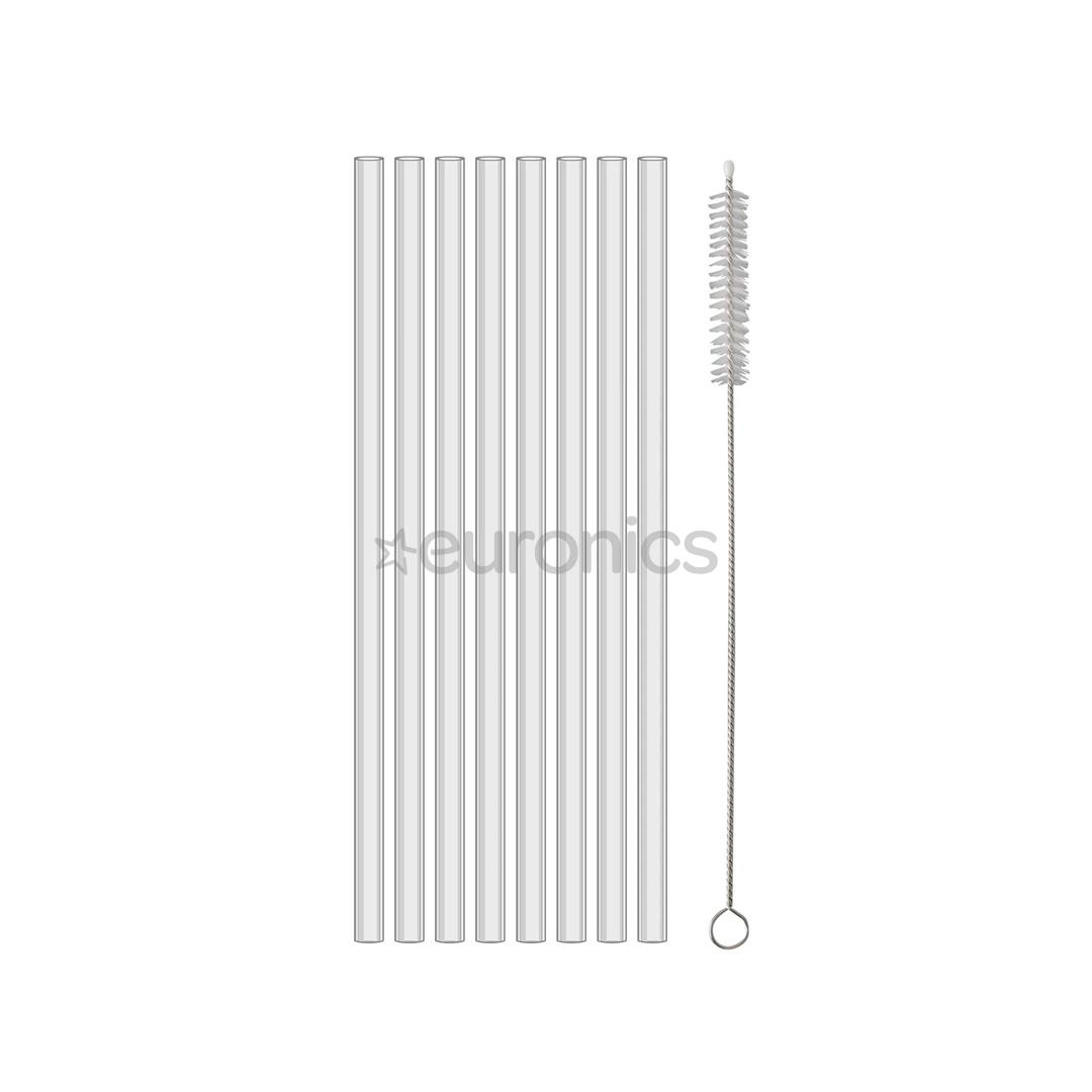 Koziol CHEERS STRAWS, 200 mm, 8 pcs, 4021535, crystal clear - Drinking straws with a brush