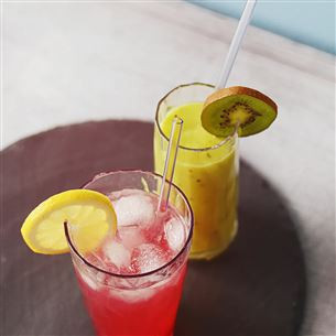 Koziol CHEERS STRAWS, 200 mm, 8 pcs, 4021535, crystal clear - Drinking straws with a brush