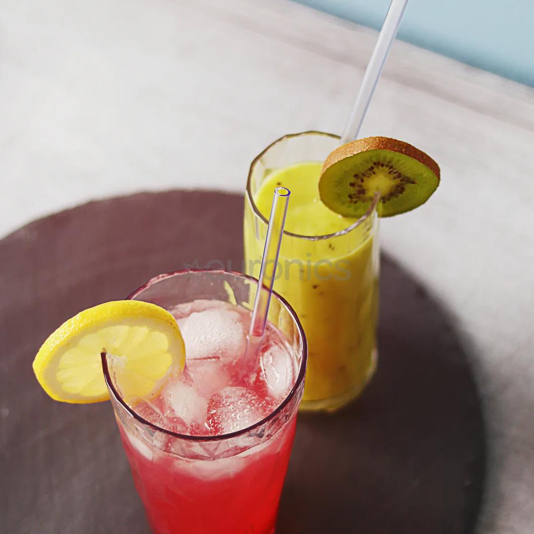 Koziol CHEERS STRAWS, 200 mm, 8 pcs, 4021535, crystal clear - Drinking straws with a brush