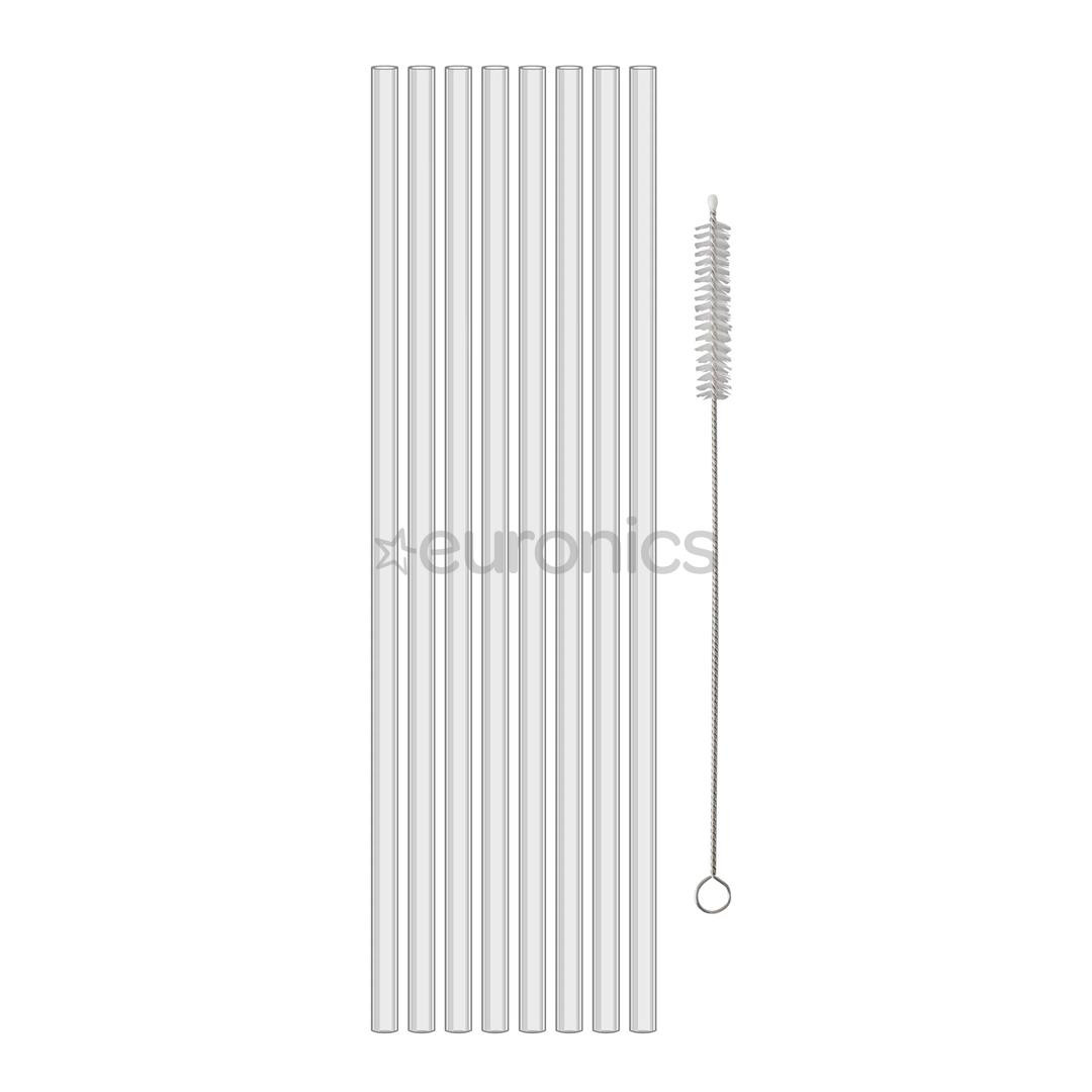 Koziol CHEERS STRAWS, 270 mm, 8 pcs, 4009535, crystal clear - Drinking straws with a brush