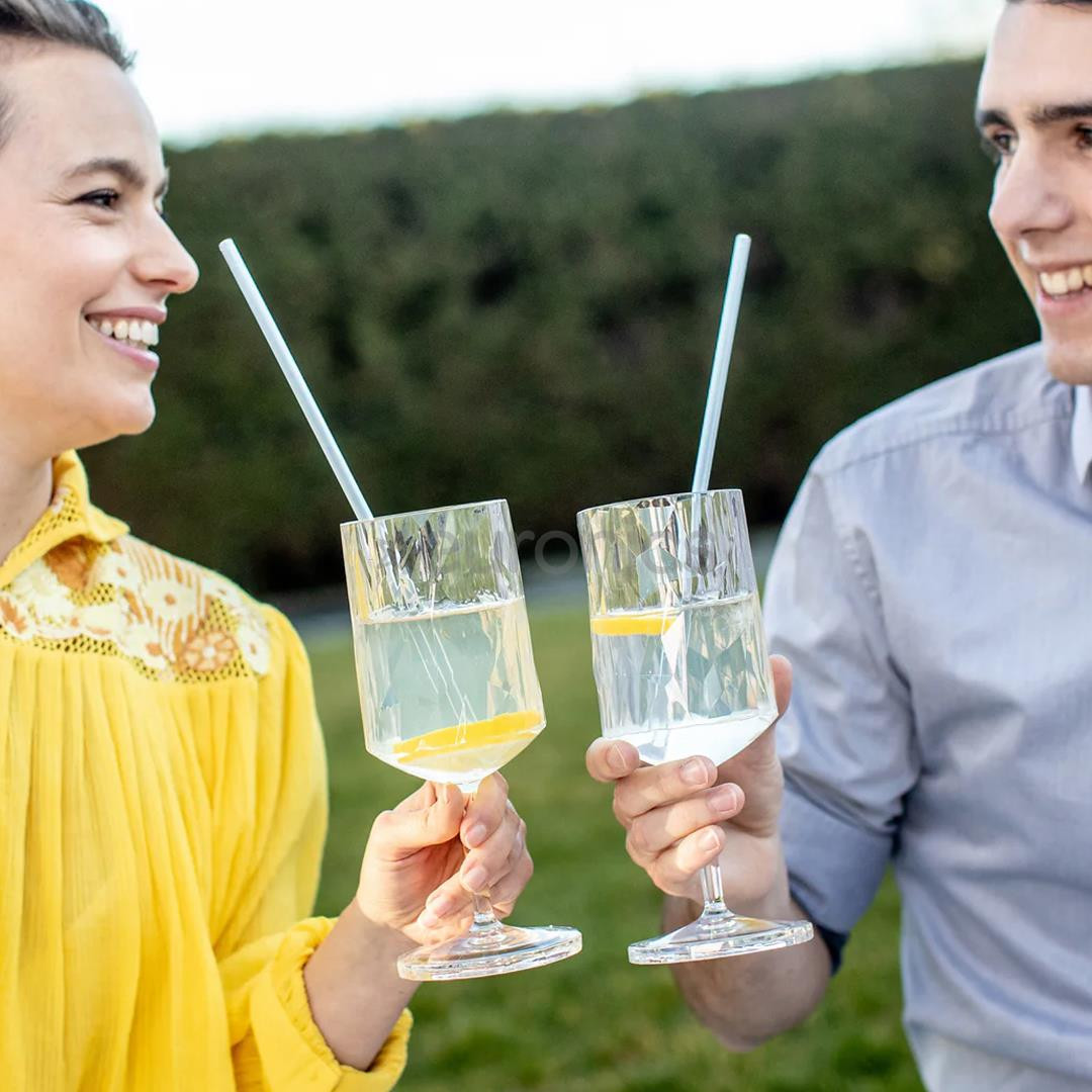 Koziol CHEERS STRAWS, 270 mm, 8 pcs, 4009535, crystal clear - Drinking straws with a brush