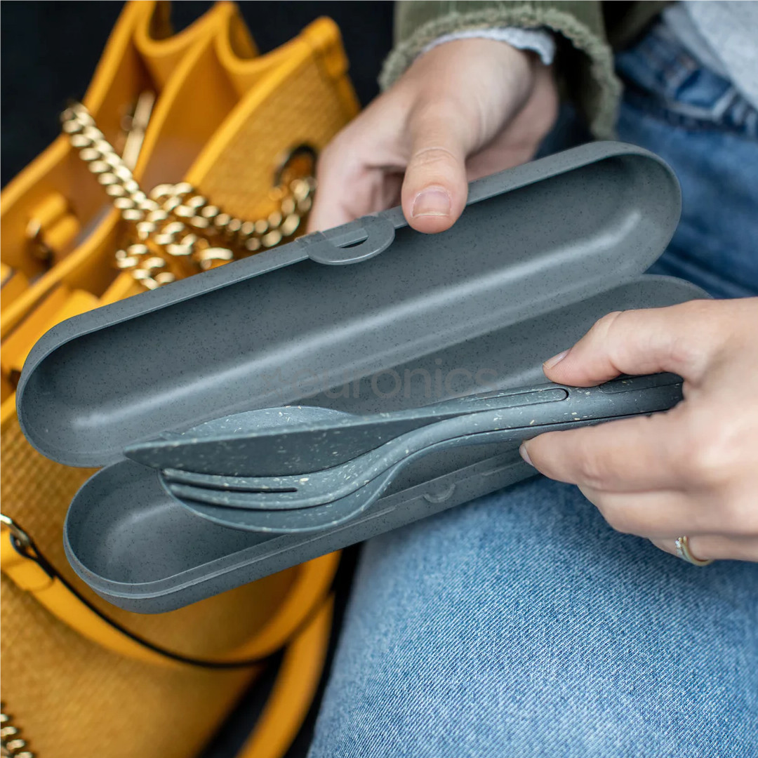 KOZIOL, Klikk Ready, nature flower blue - Cutlery set