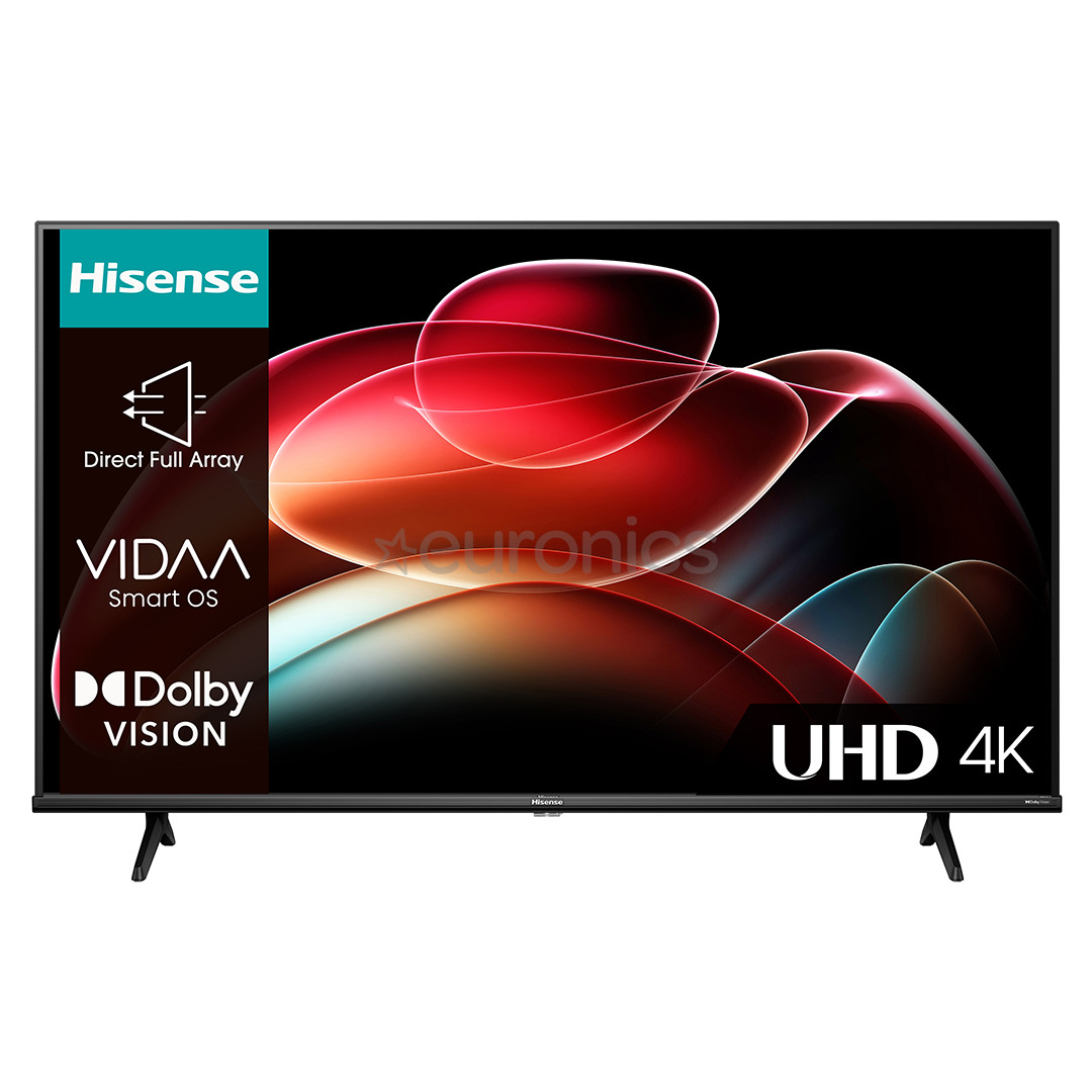 Hisense A6K, 43'', Ultra HD, LED LCD, jalad ääres, must - Teler