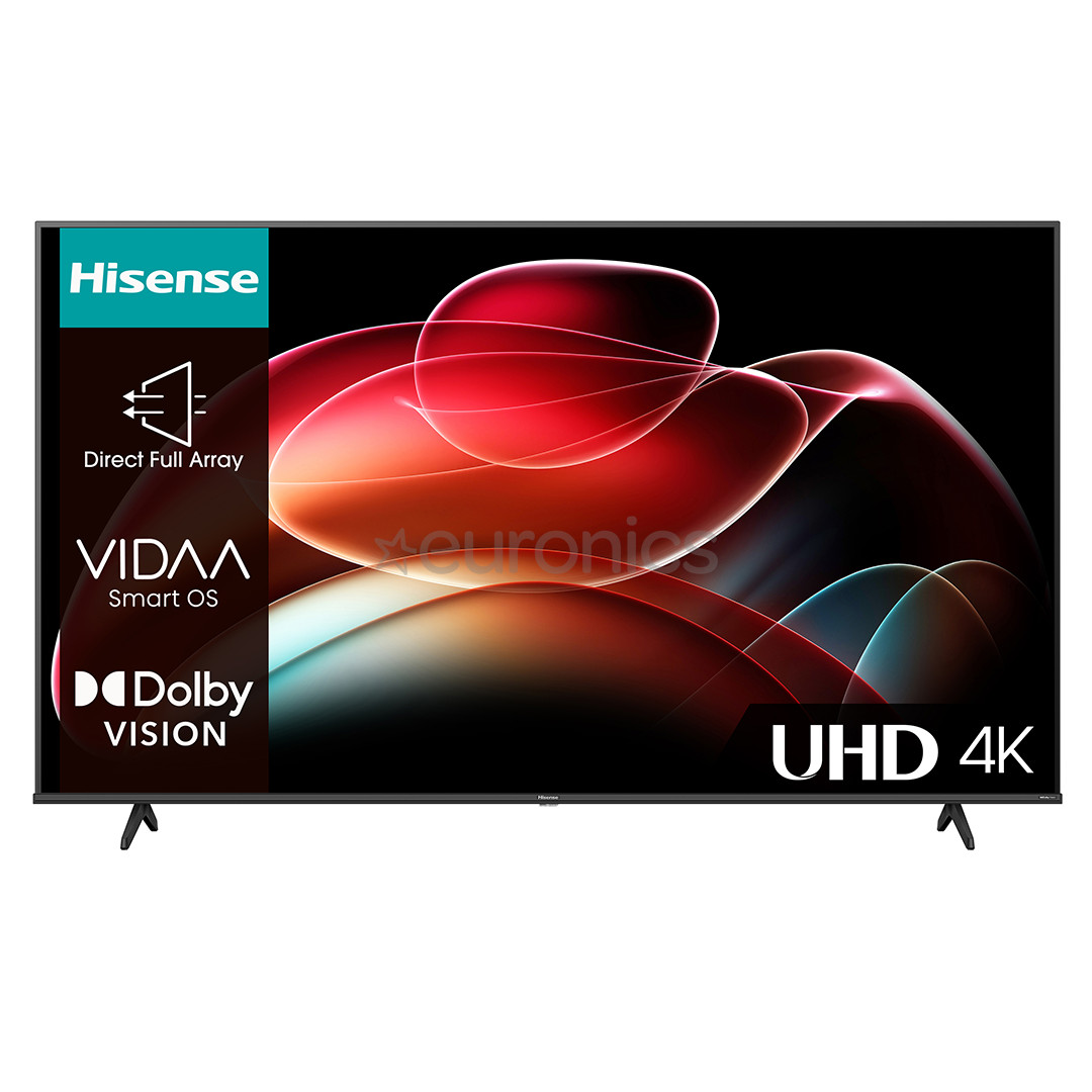 Hisense A6K, 55'', Ultra HD, LED LCD, боковые ножки, черный - Телевизор