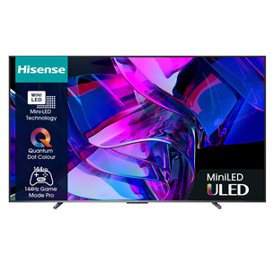 Hisense U7KQ, 100'', Ultra HD, Mini LED, must - Teler