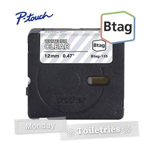 Brother Btag 135, 4m, valge/läbipaistev - Silditeip
