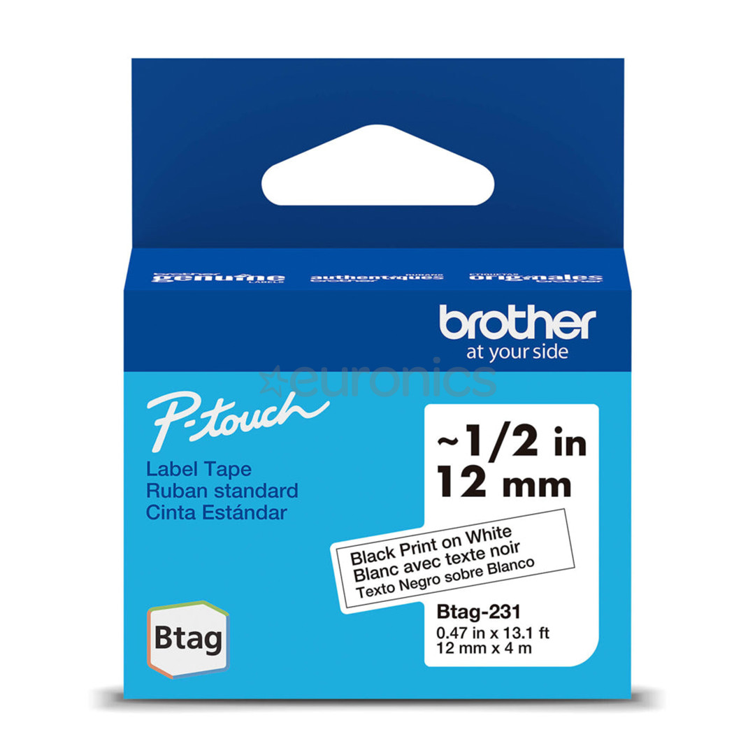 Brother Btag 231, 4m, black/white - Label tape