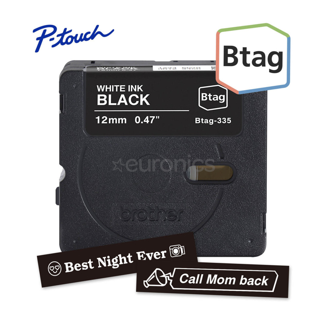 Brother Btag 335, 4 м, белый/черный - Маркировочная лента