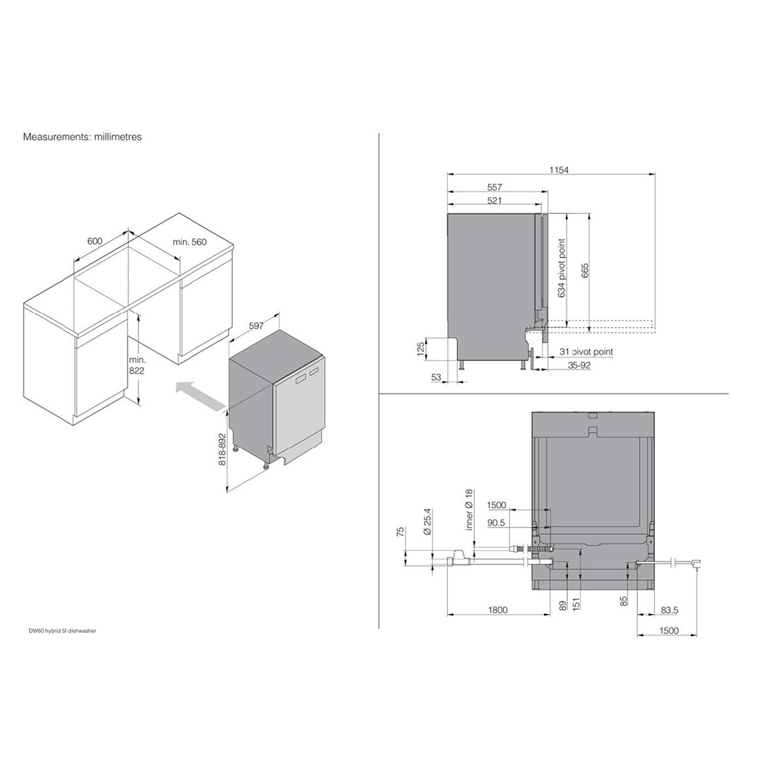 Asko, 14 place settings - Built-in dishwasher