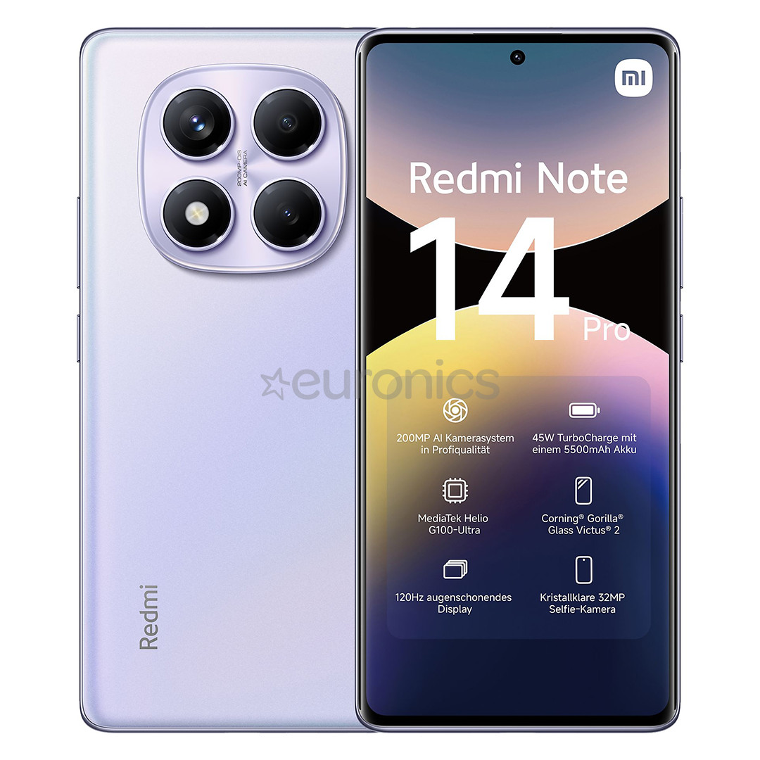 Xiaomi Redmi Note 14 Pro, 8 ГБ, 256 ГБ, сиреневый - Смартфон