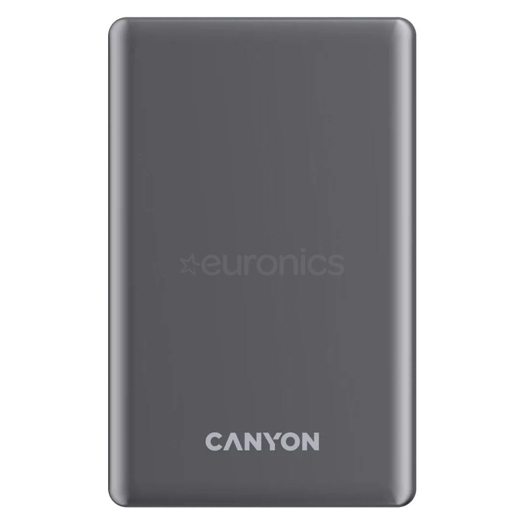 Canyon OnCharge 505 Slim Magsafe, 5000 мАч, беспроводная зарядка, USB-C, темнл-серый - Внешний аккумулятор