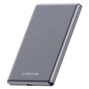 Canyon OnCharge 505 Slim Magsafe, 5000 mAh, juhtmevaba laadimine, USB-C, tumehall - Akupank