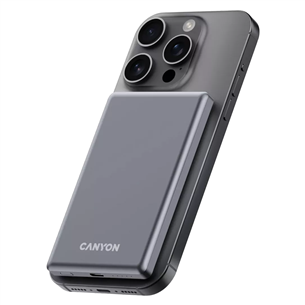 Canyon OnCharge 505 Slim Magsafe, 5000 mAh, juhtmevaba laadimine, USB-C, tumehall - Akupank