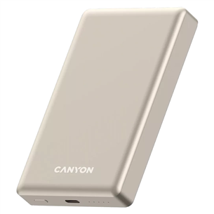 Canyon OnCharge 510 Slim Magsafe, 10000 mAh, juhtmevaba laadimine, USB-C, beež - Akupank