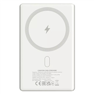 Canyon OnCharge 510 Slim Magsafe, 10000 mAh, wireless charging, USB-C, beige - Powerbank