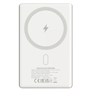 Canyon OnCharge 510 Slim Magsafe, 10000 mAh, juhtmevaba laadimine, USB-C, beež - Akupank