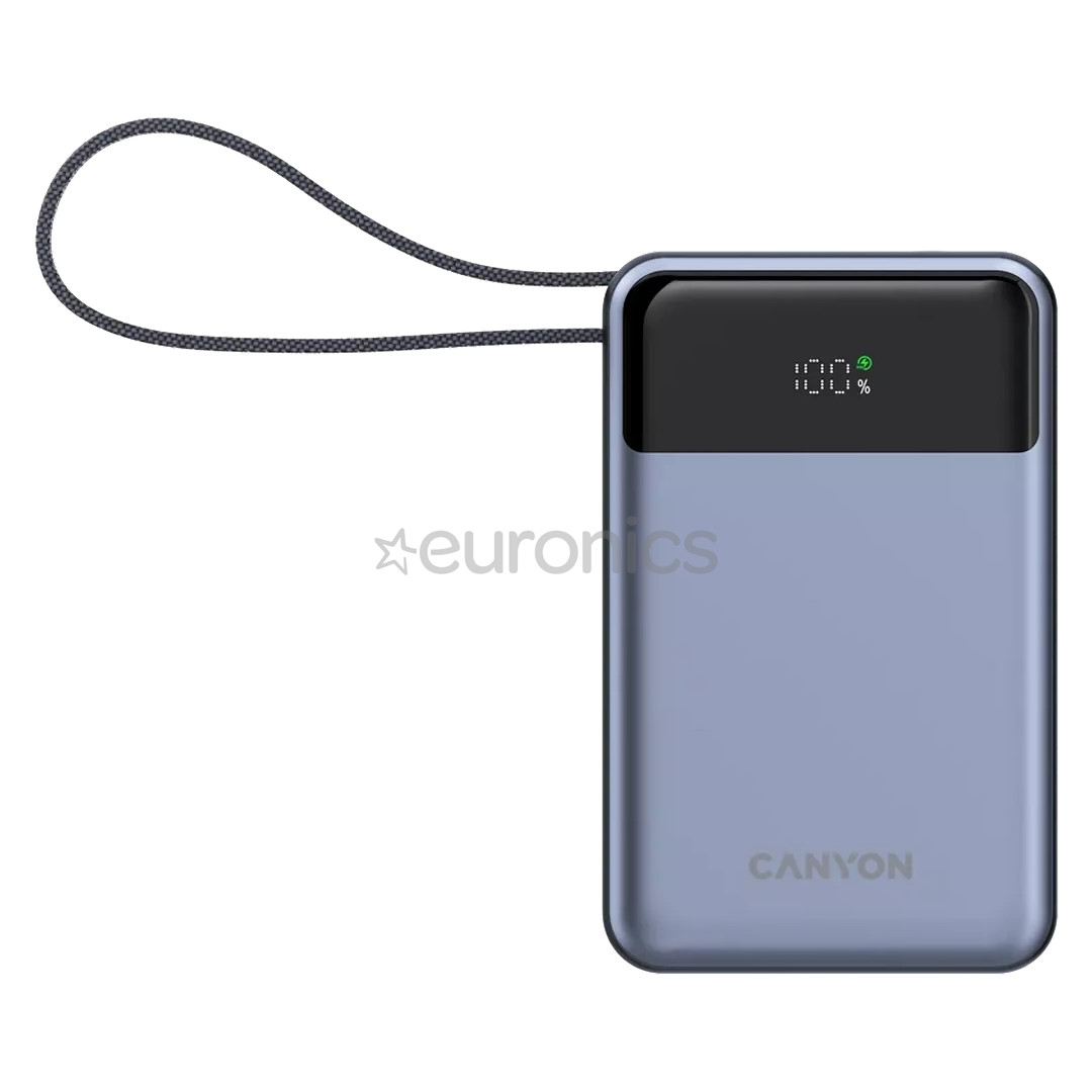 Canyon OnPower PB-600, 20000 мАч, USB-A, USB-C, черный/серебристый - Внешний аккумулятор