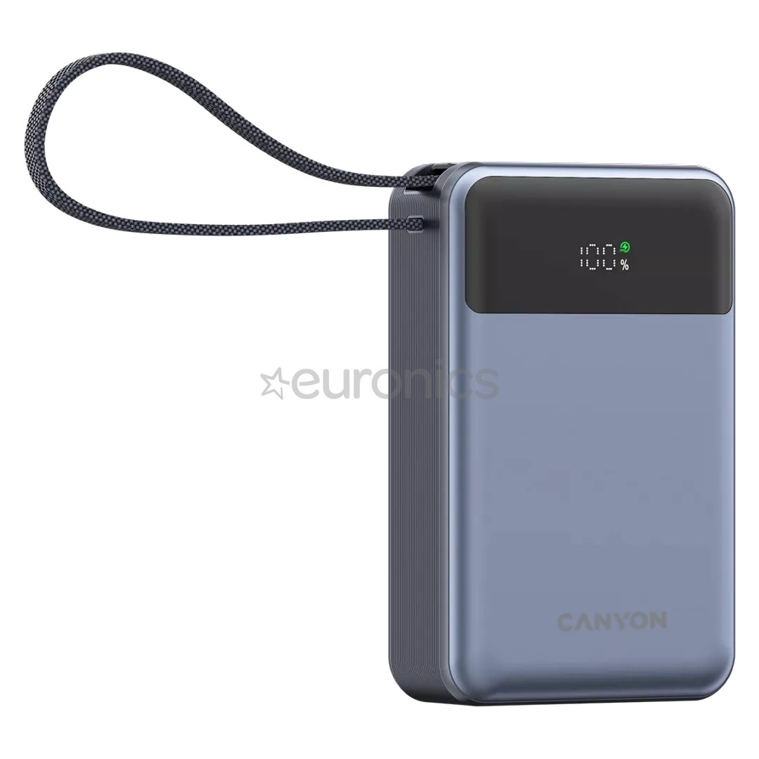 Canyon OnPower PB-600, 20000 мАч, USB-A, USB-C, черный/серебристый - Внешний аккумулятор