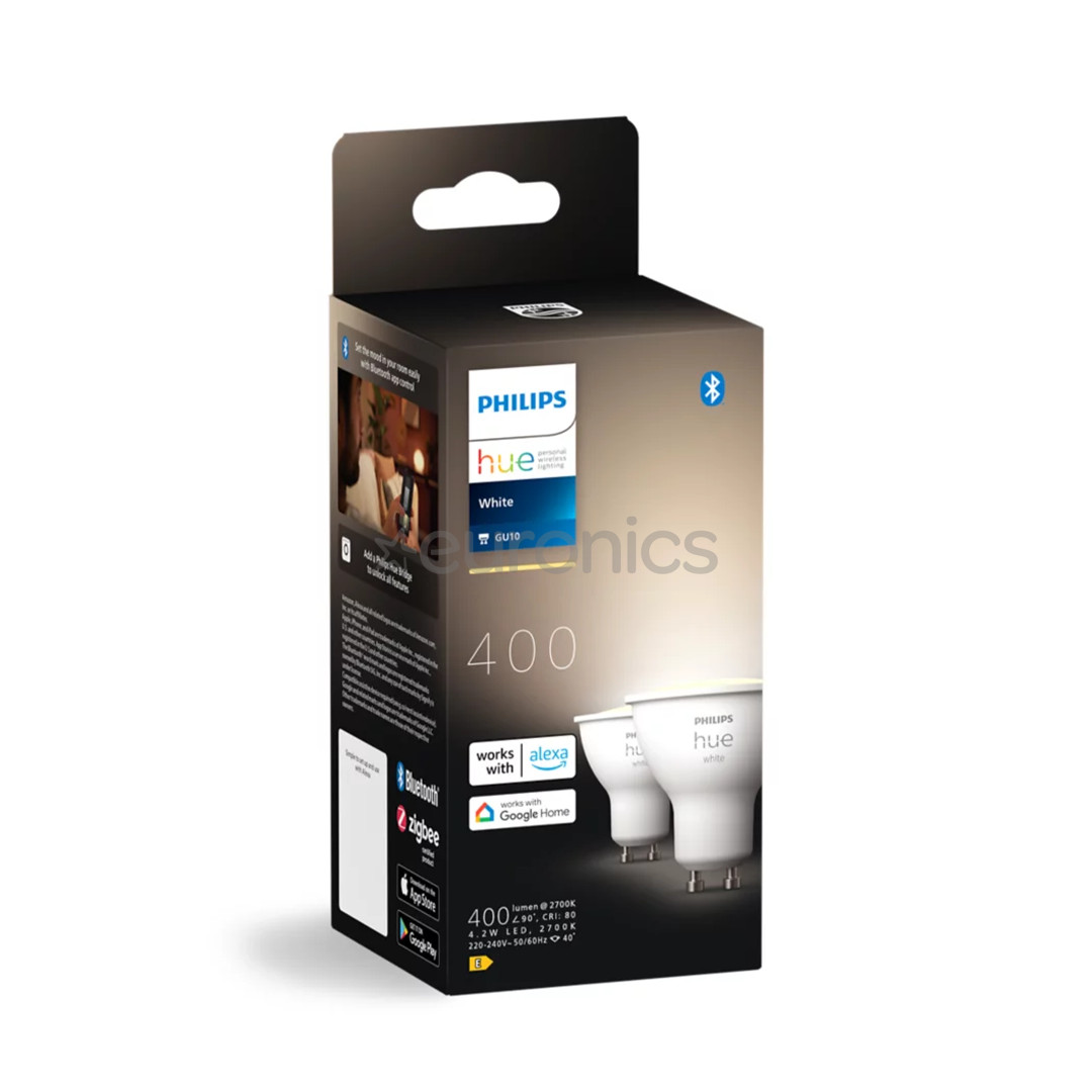 Philips Hue Smart Spotlight, soft-warm white, GU10, 2 pc - Smart light
