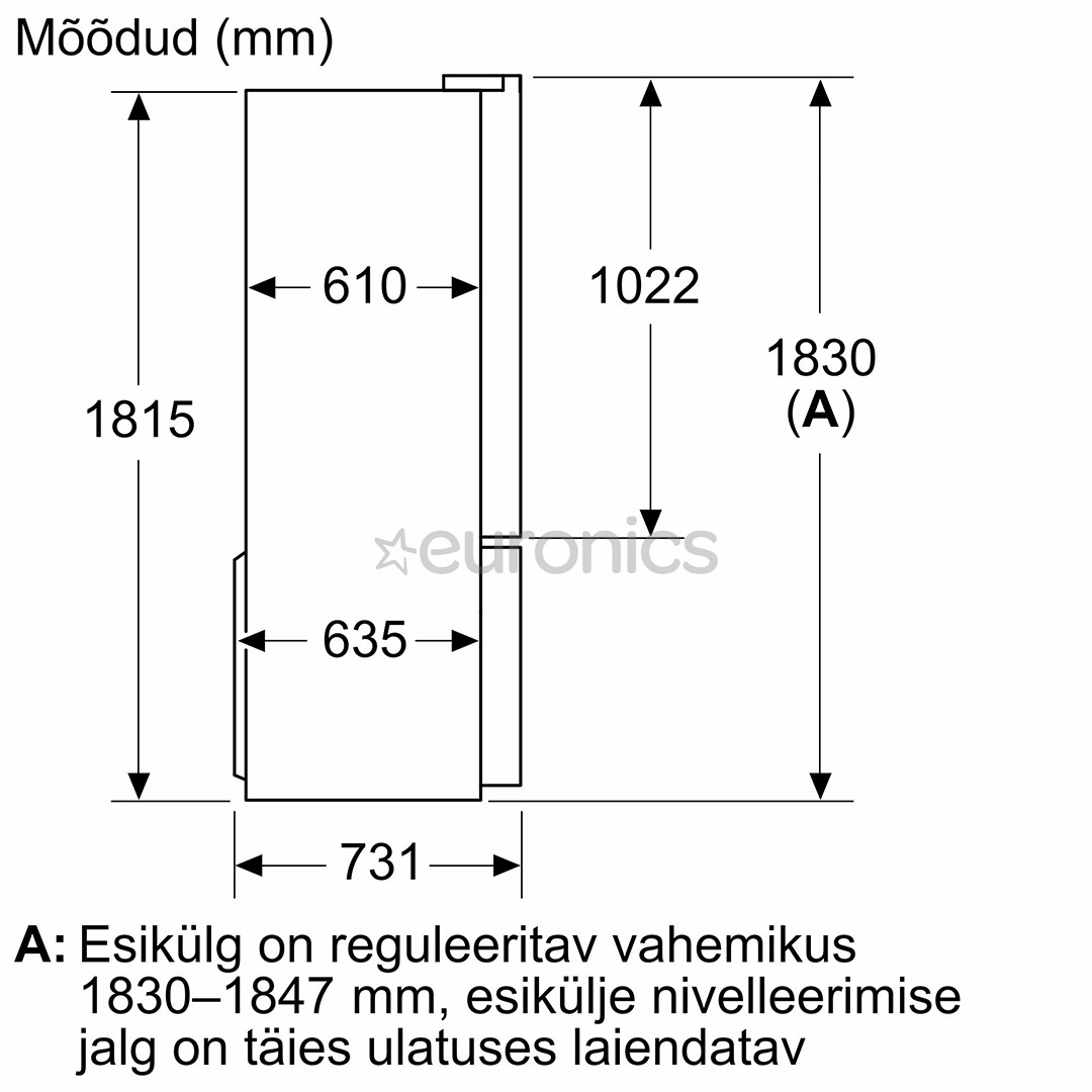 Bosch Seeria 6, French Door, 574 L, kõrgus 183 cm, must roostevaba - SBS-Külmik