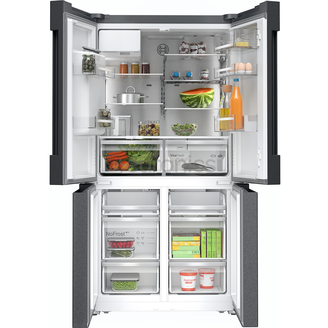Bosch Seeria 6, French Door, 574 L, kõrgus 183 cm, must roostevaba - SBS-Külmik
