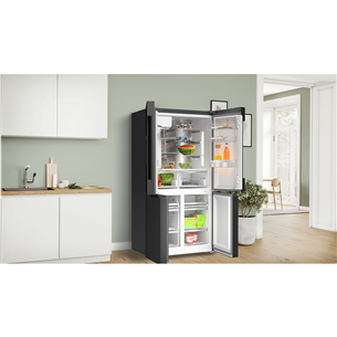 Bosch Seeria 6, French Door, 574 L, kõrgus 183 cm, must roostevaba - SBS-Külmik