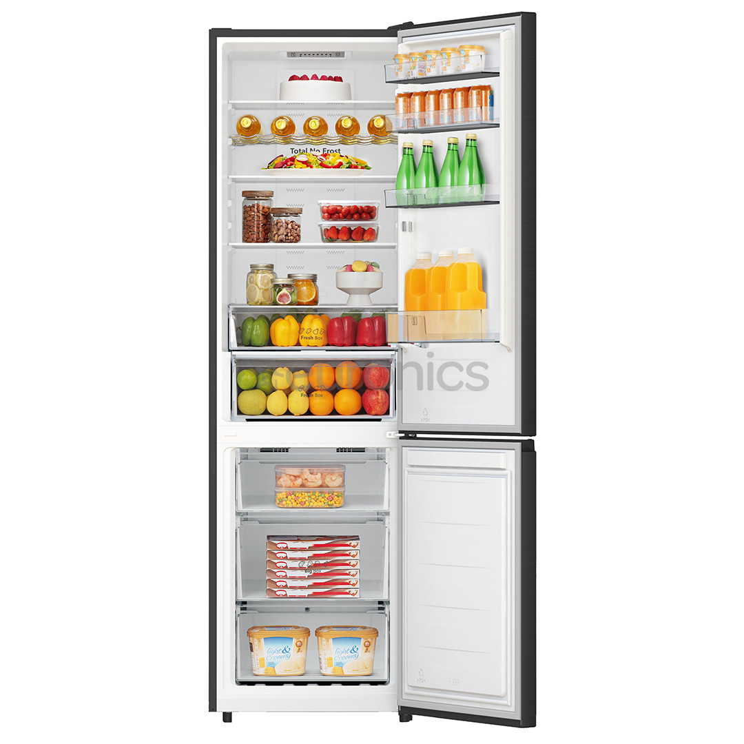 Hisense, NoFrost, 336 L, height 202 cm, black - Refrigerator