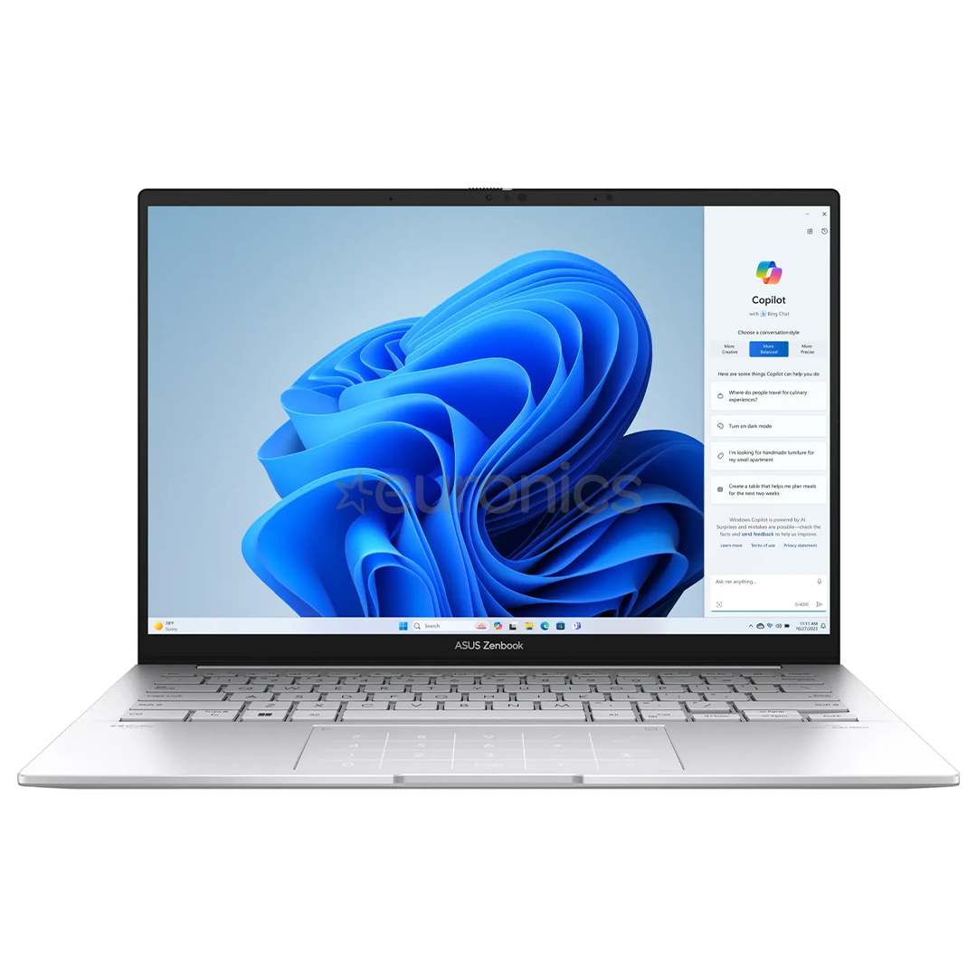 Asus Zenbook 14 OLED, 14'', OLED, Ultra 5, 16 GB, 512 GB, ENG, foggy silver - Notebook