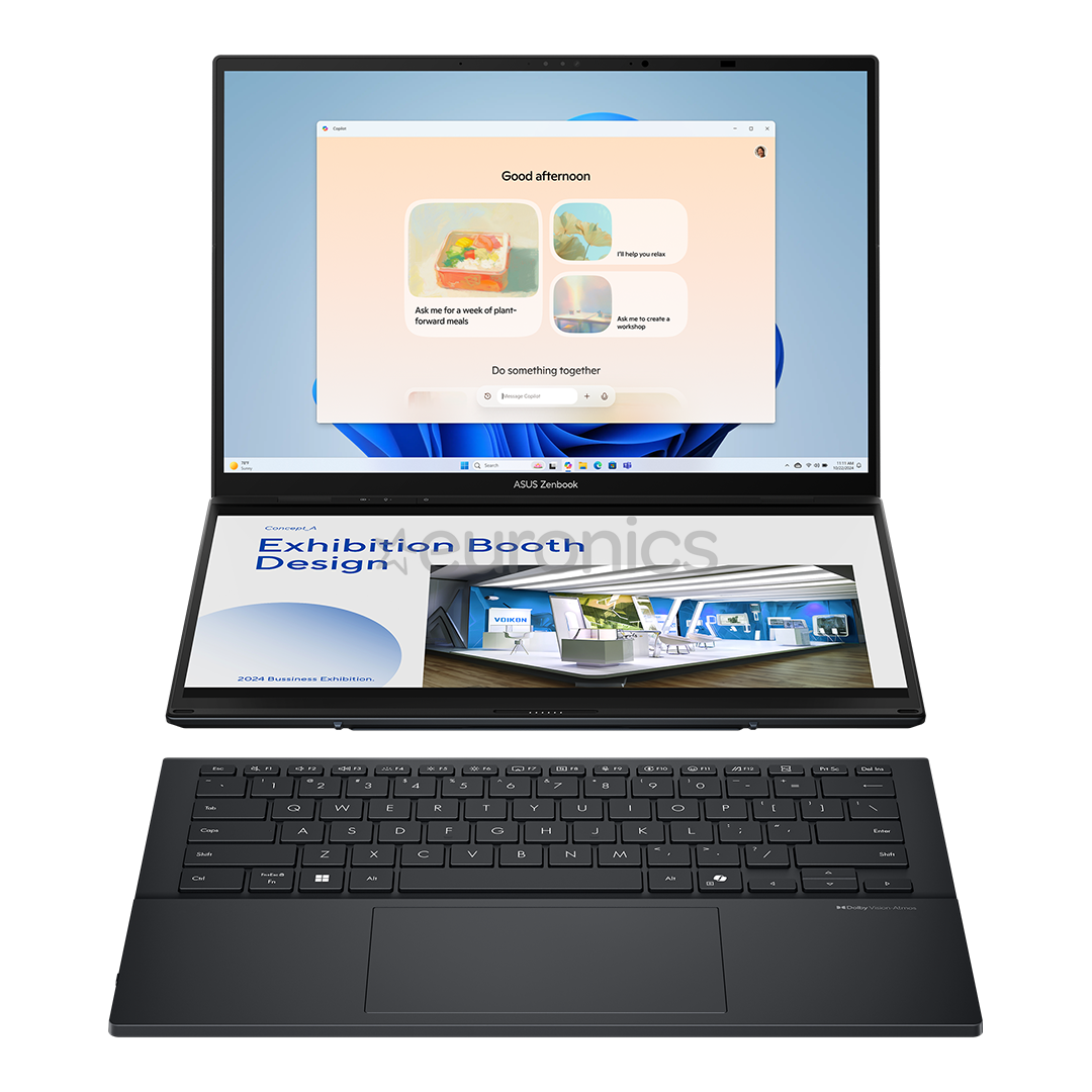 Asus Zenbook Duo OLED, 14'', 3K, OLED, 120 Гц, Ultra 9, 32 ГБ, 2 ТБ, ENG, темно-серый - Ноутбук