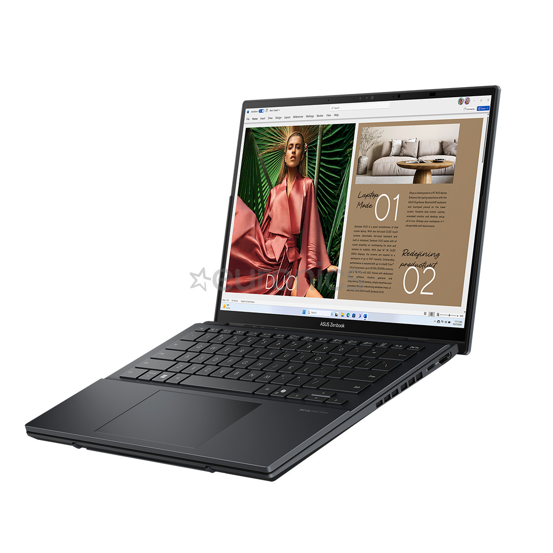 Asus Zenbook Duo OLED, 14'', 3K, OLED, 120 Hz, Ultra 9, 32 GB, 2 TB, ENG, inkwell gray - Notebook