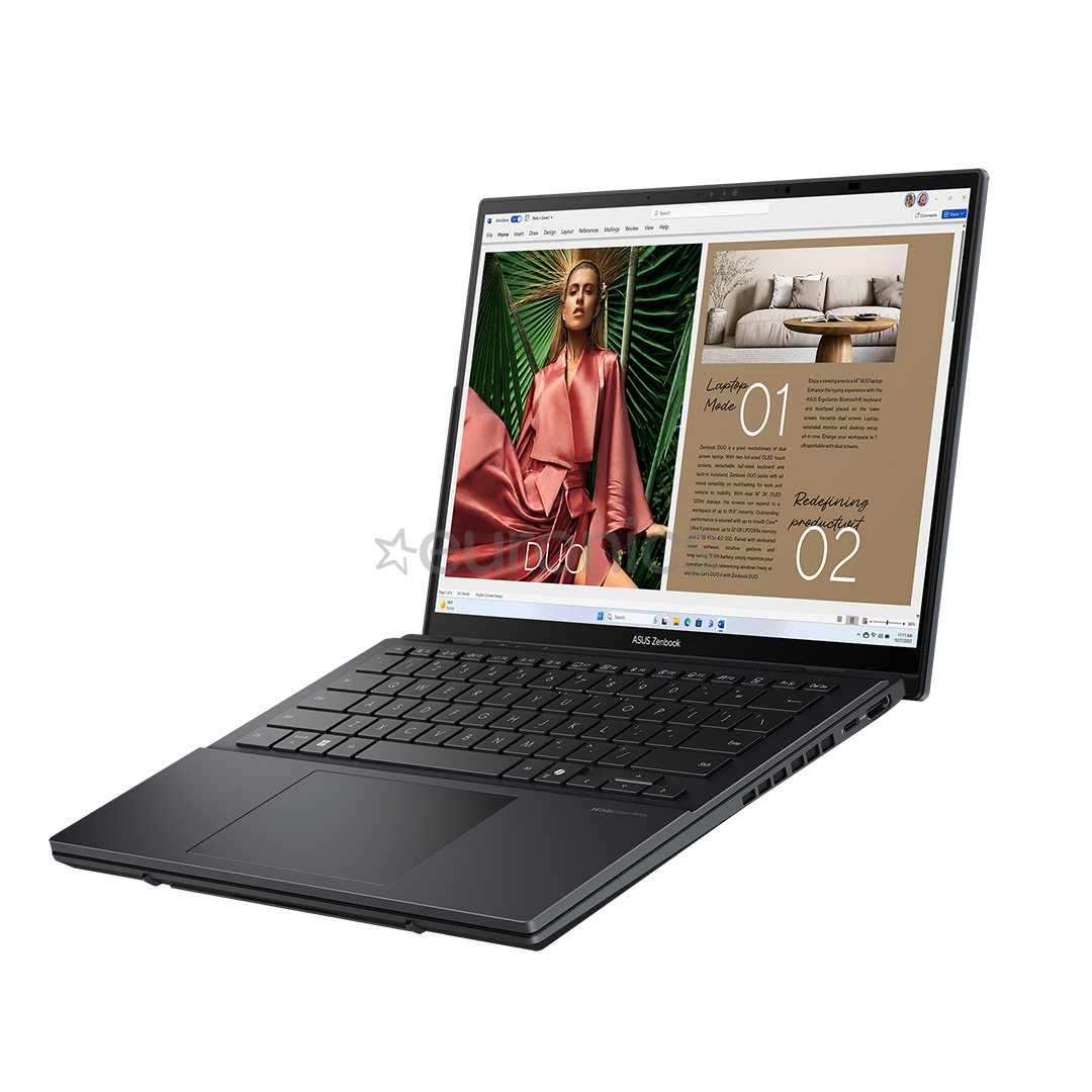 Asus Zenbook Duo OLED, 14'', 3K, OLED, 120 Гц, Ultra 9, 32 ГБ, 2 ТБ, ENG, темно-серый - Ноутбук