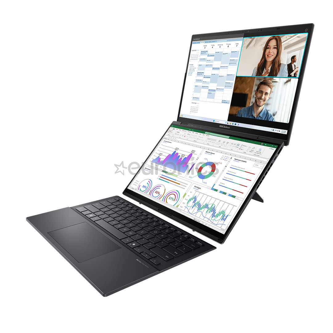 Asus Zenbook Duo OLED, 14'', 3K, OLED, 120 Hz, Ultra 9, 32 GB, 2 TB, ENG, inkwell gray - Notebook