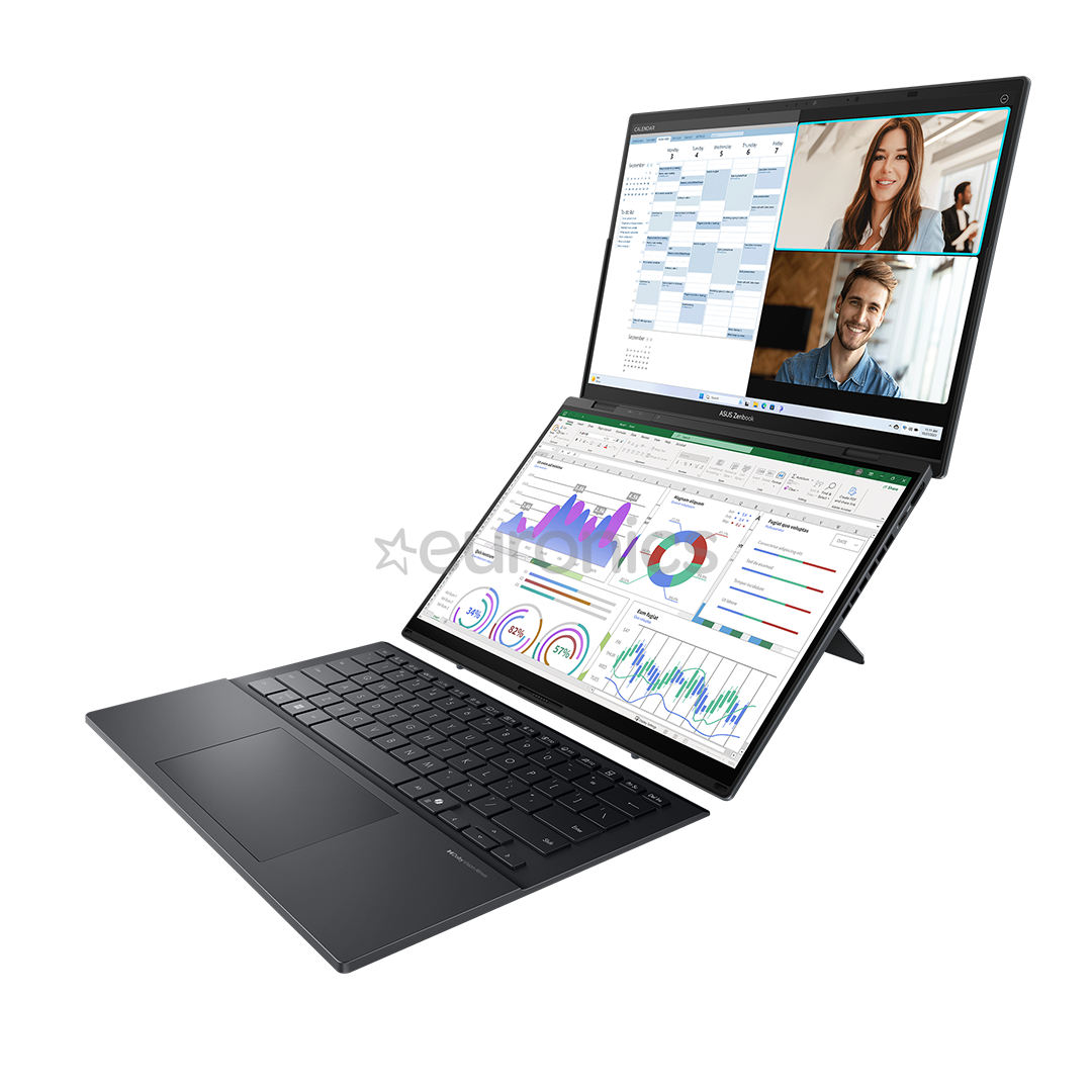 Asus Zenbook Duo OLED, 14'', 3K, OLED, 120 Гц, Ultra 9, 32 ГБ, 2 ТБ, ENG, темно-серый - Ноутбук